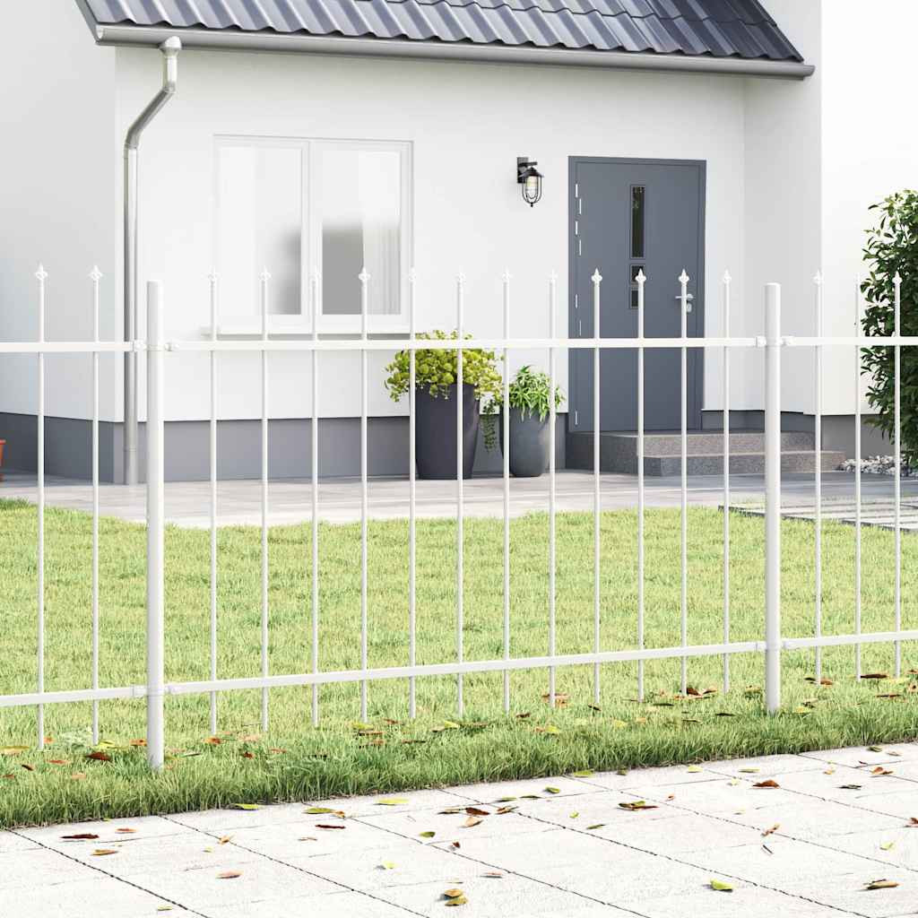 vidaXL Gartenzaun 8 pcs Weiß 13,6 x 1,2 m Pulverbeschichteter Stahl
