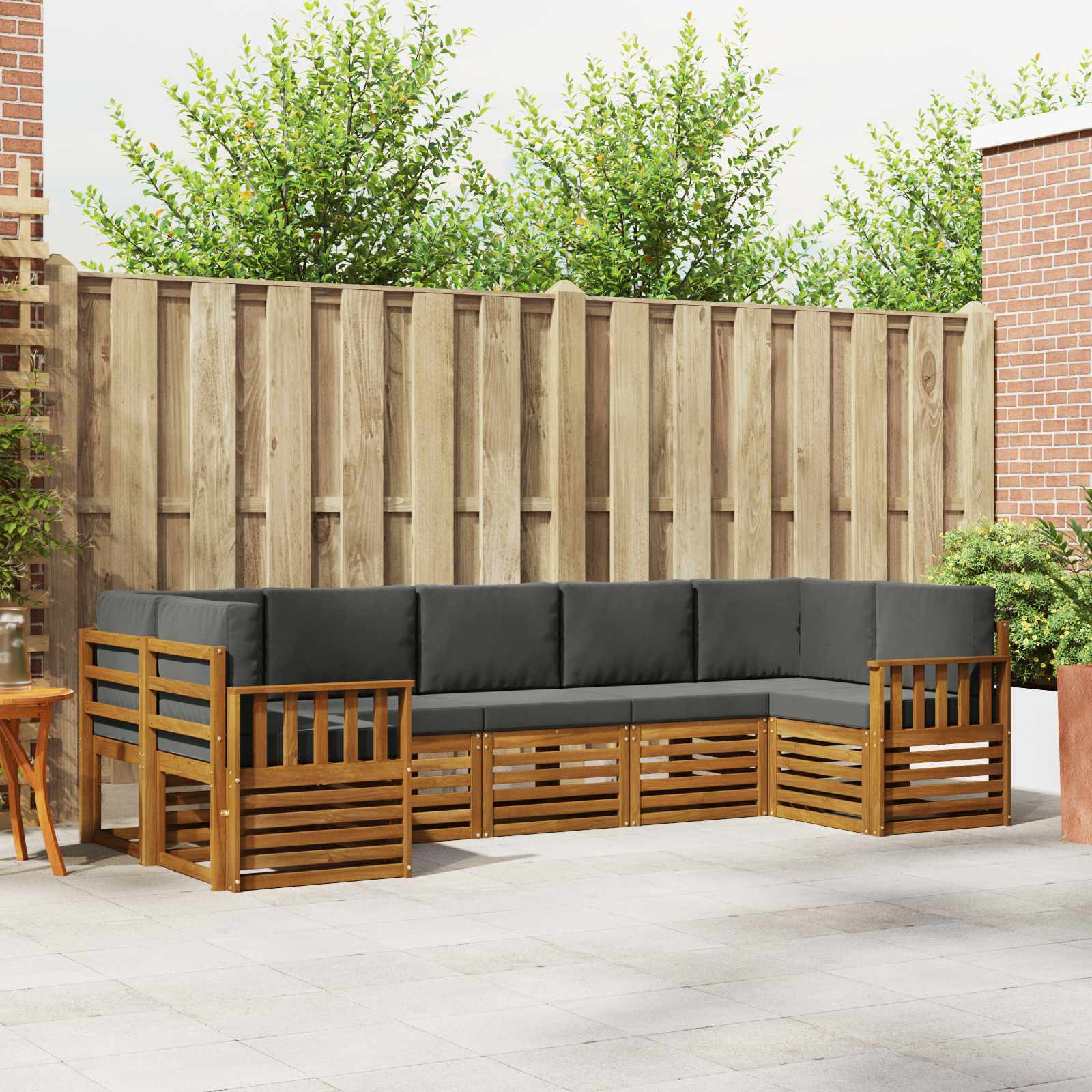 vidaXL Ecksofa Set mit Kissen 7 pcs Natur und Anthrazit