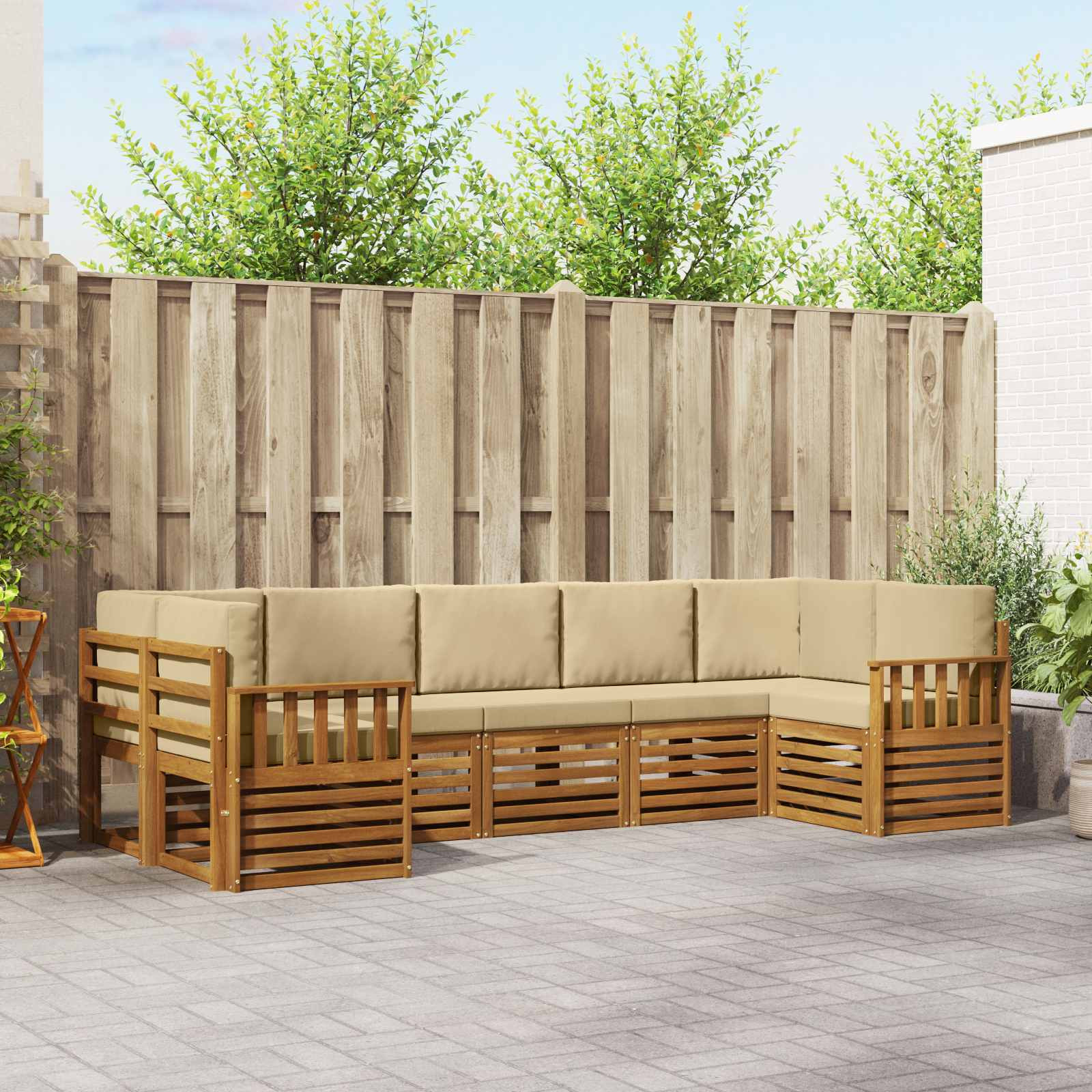vidaXL Ecksofa Set mit Kissen 7 pcs Natur und Beige