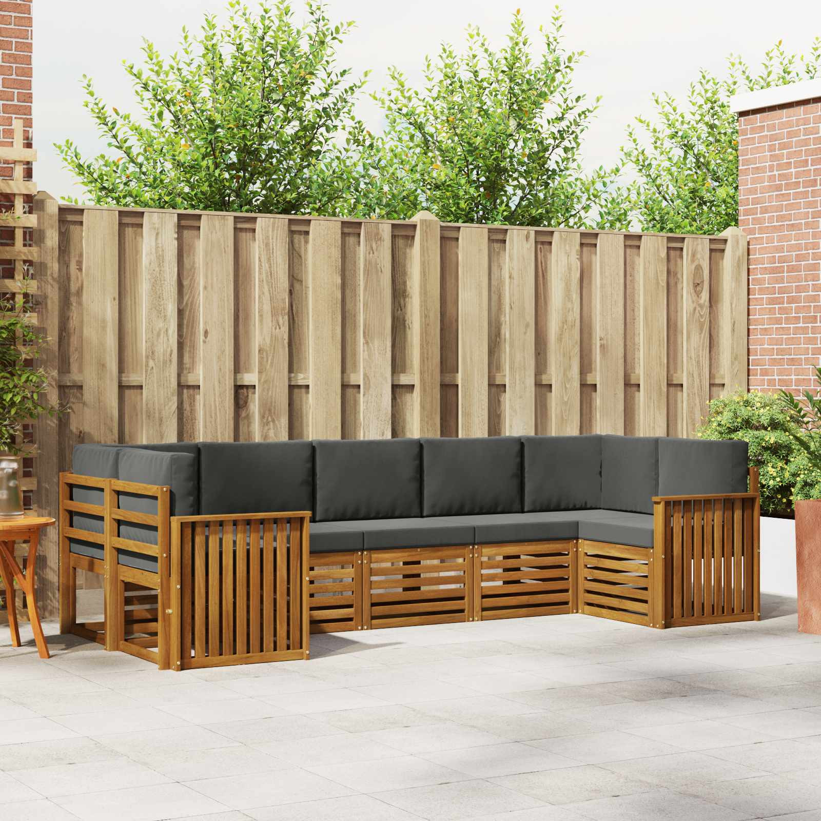 vidaXL Ecksofa Set mit Kissen 7 pcs Natur und Anthrazit