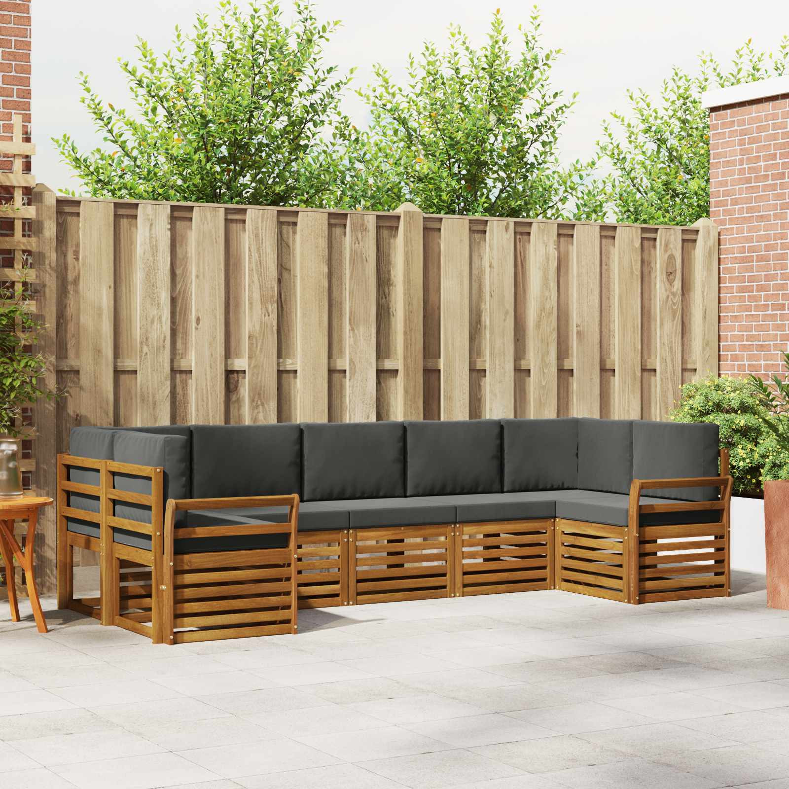 vidaXL Ecksofa Set mit Kissen 7 pcs Natur und Anthrazit