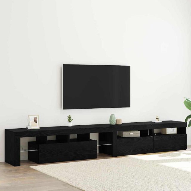 vidaXL TV-Schränk mit LED 3 pcs Schwarz Eichen-Optik 260 x 37 x 40 cm