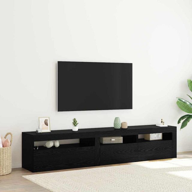 vidaXL TV-Schränk 2 pcs Schwarz Eichen-Optik 195 x 35 x 40 cm