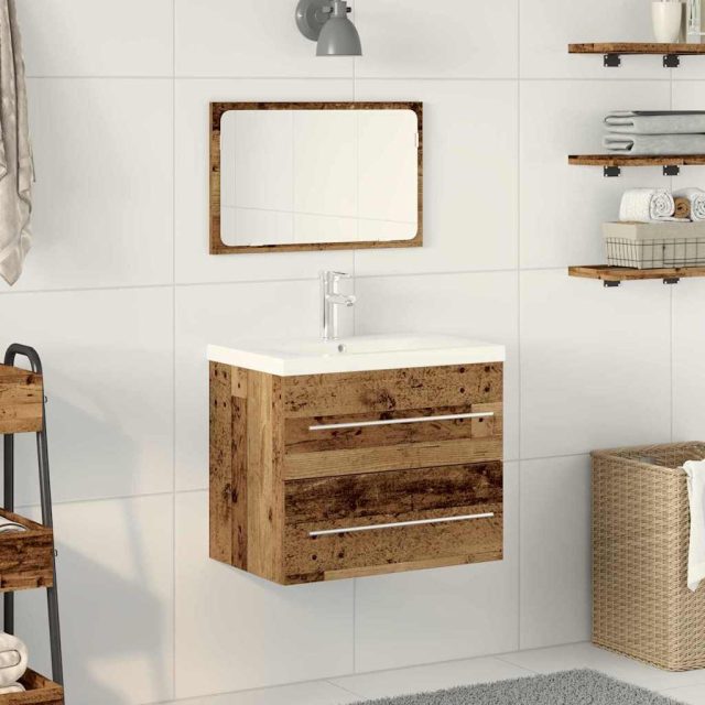 vidaXL Waschbeckenschrank 2 pcs Altholz Engineered Holz und Keramik