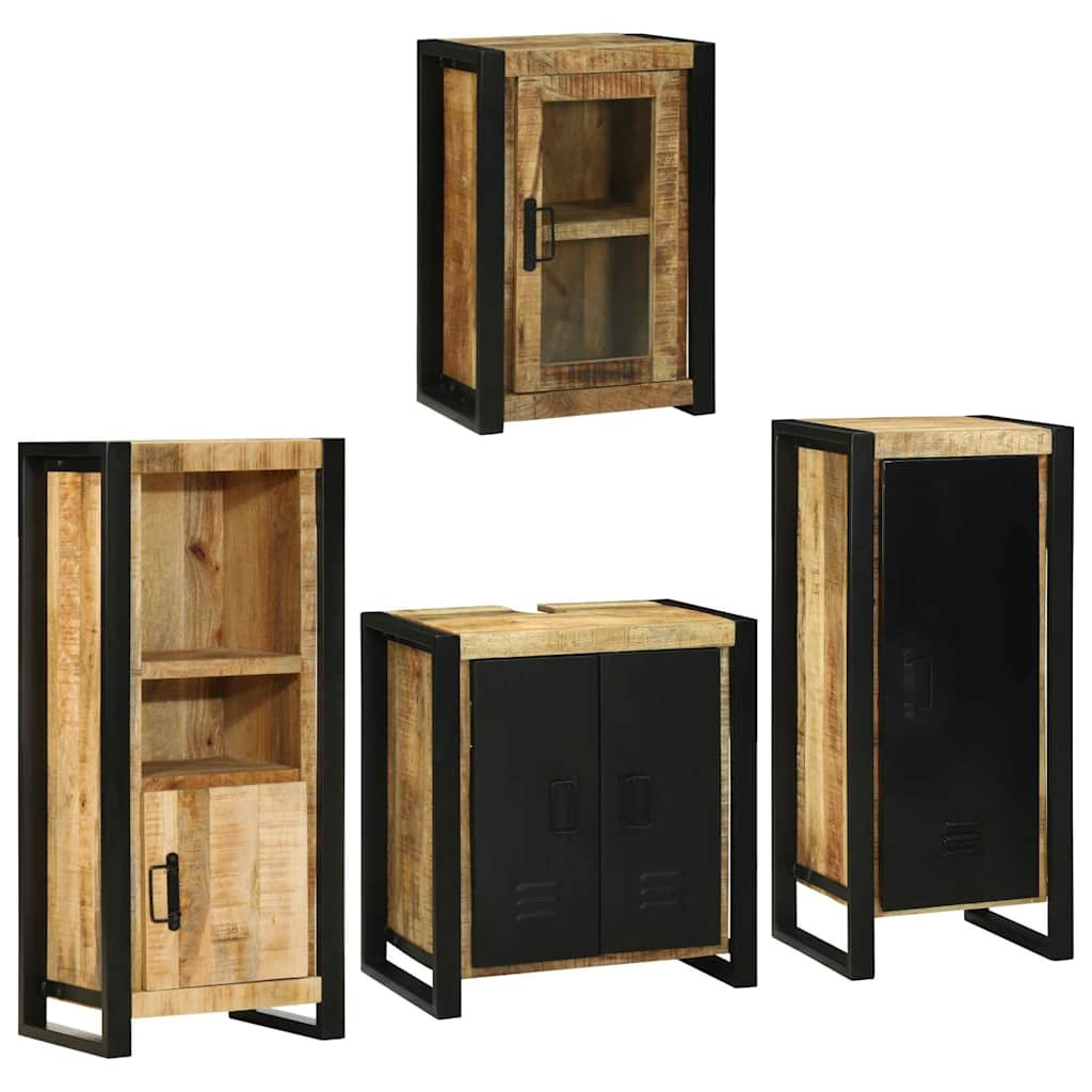 vidaXL Badezimmermöbel-Set mit Regal 4 pcs Braun Massives Mangoholz