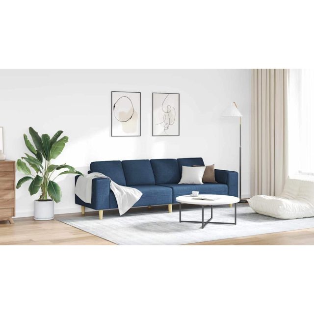 vidaXL Wohnzimmer Couch Blau 250 x 77 x 76 cm Polyester