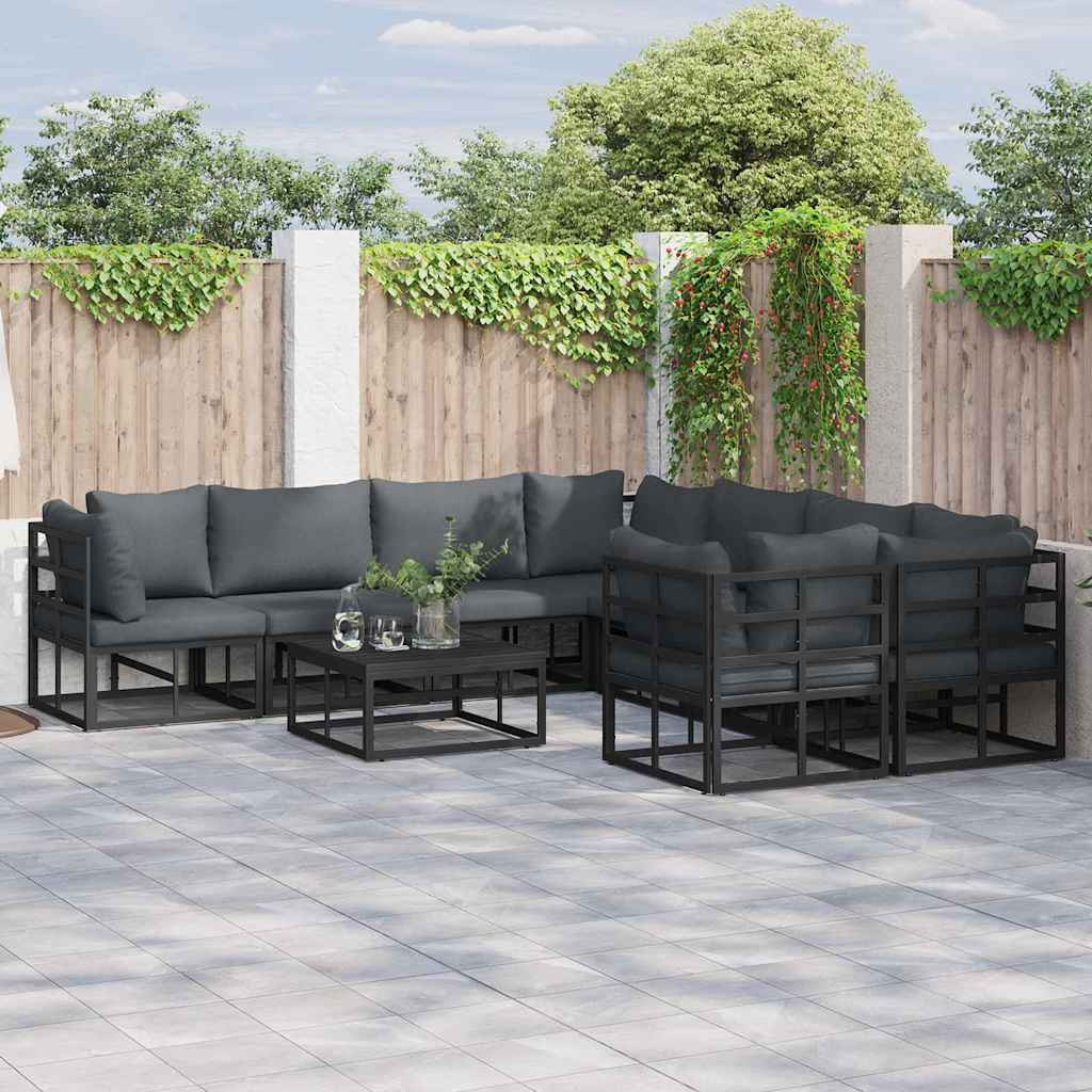 vidaXL Gartensofa-set mit Kissen 8 pcs Schwarz Stahl