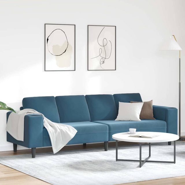 vidaXL Wohnzimmer Couch Blau 250 x 77 x 76 cm