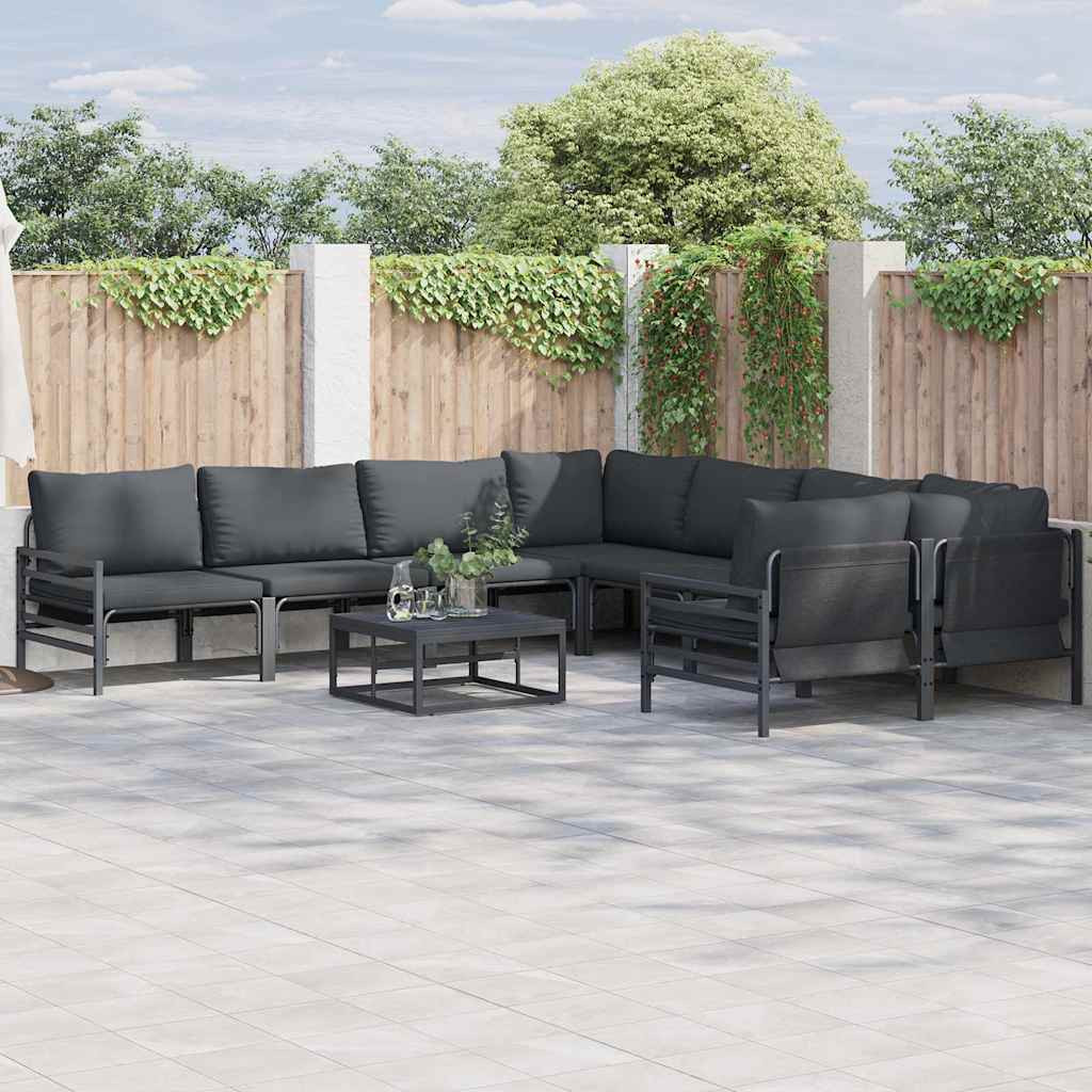 vidaXL Gartensofa-set mit Kissen 8 pcs Schwarz Stahl