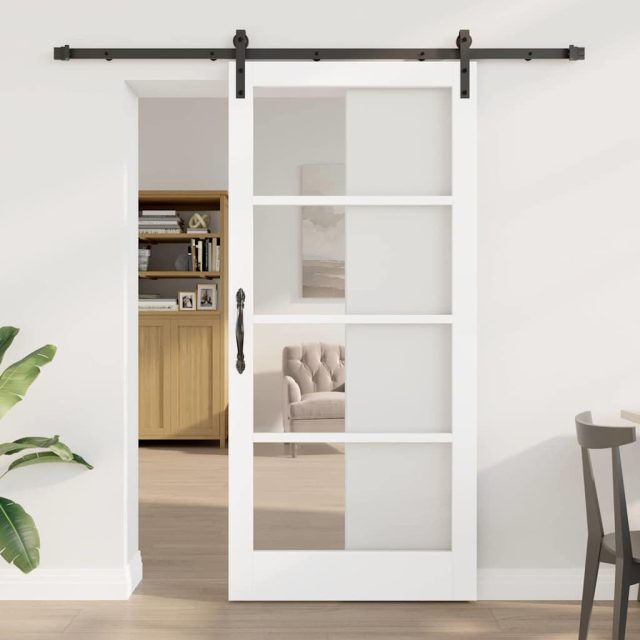 vidaXL Schiebetür ORKDAL Weiß und Schwarz 93 x 202 cm