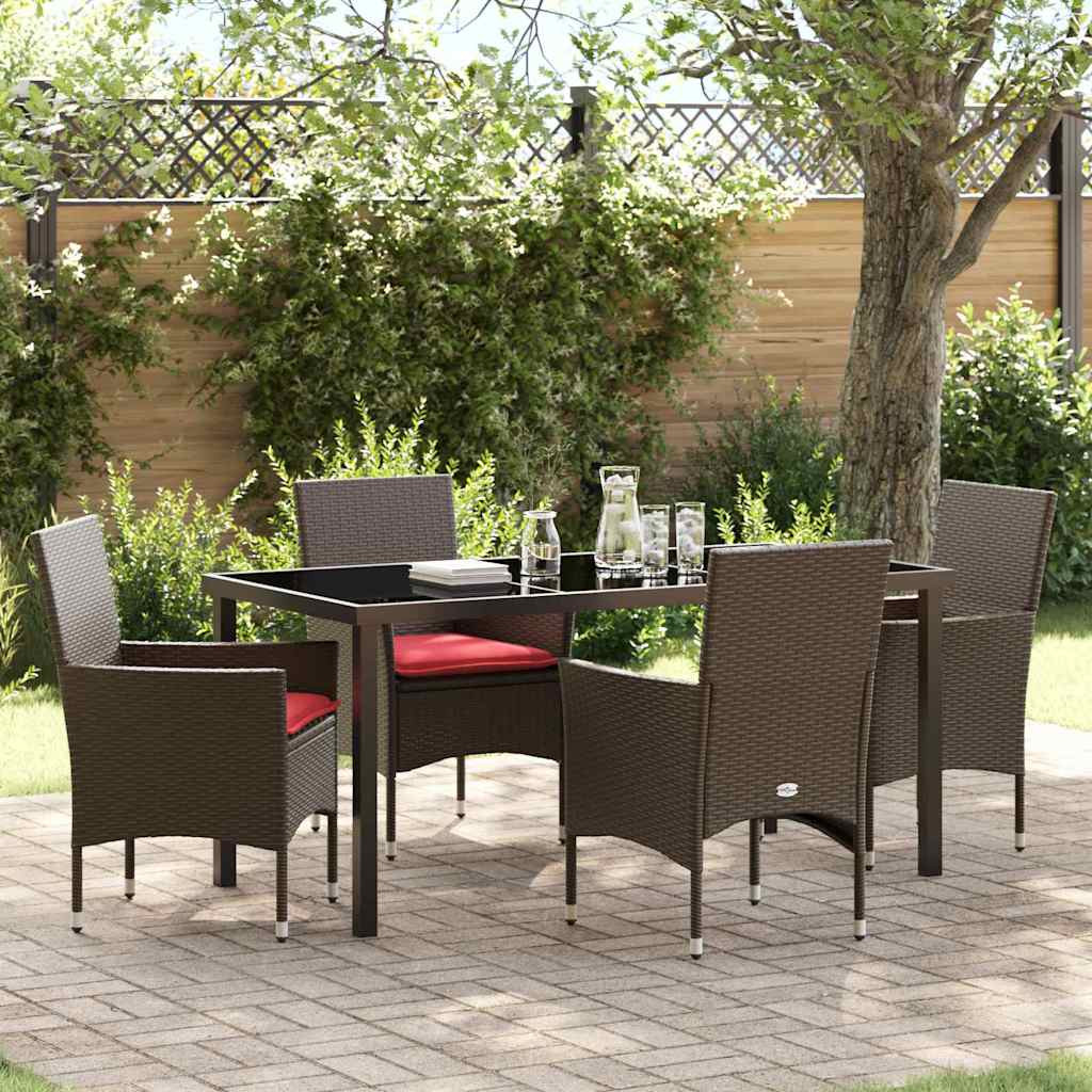 vidaXL Tisch- und Stuhlset 5 pcs Braun PE-Rattan