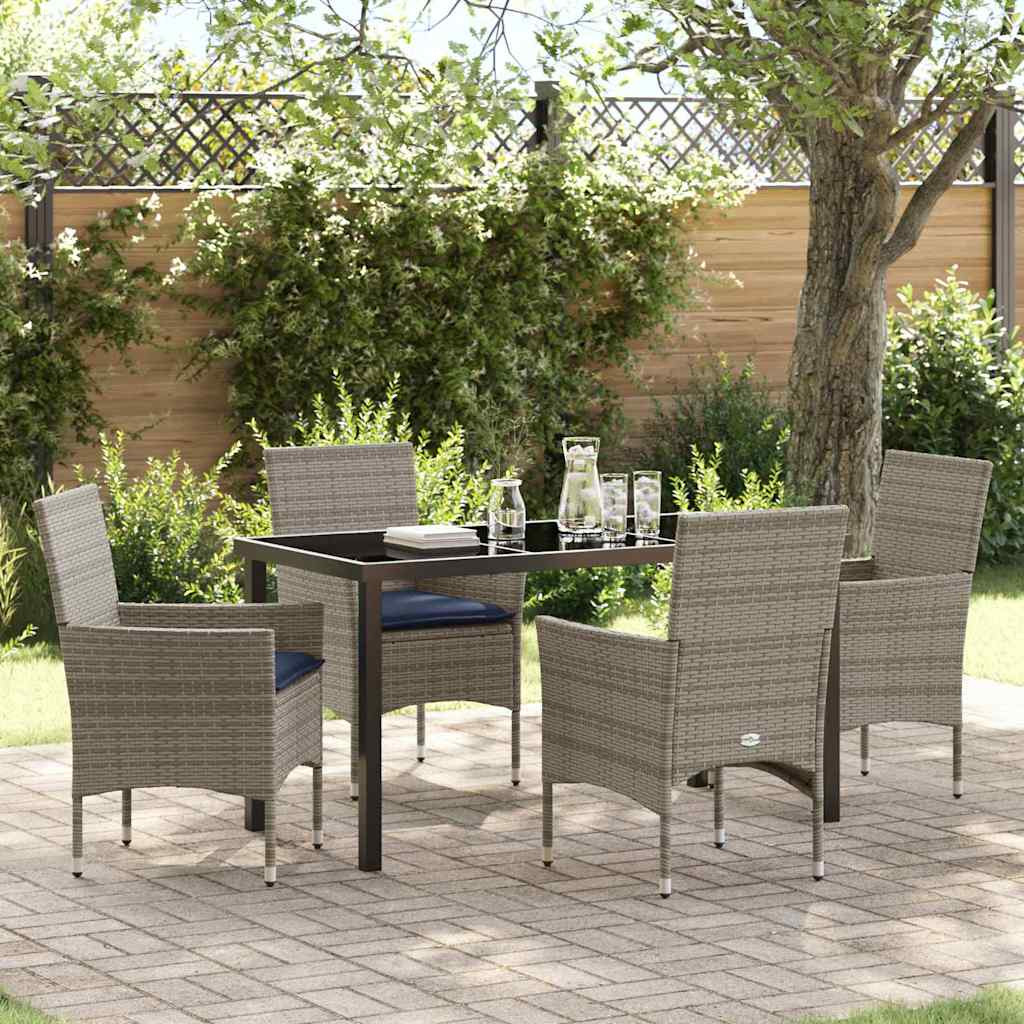 vidaXL Tisch- und Stuhlset 5 pcs Grau PE-Rattan