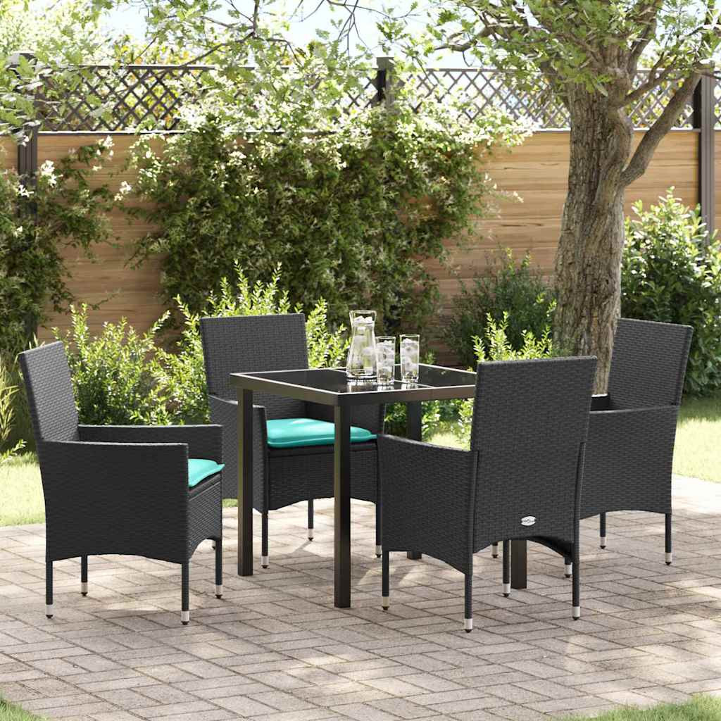 vidaXL Tisch- und Stuhlset 5 pcs Schwarz PE-Rattan