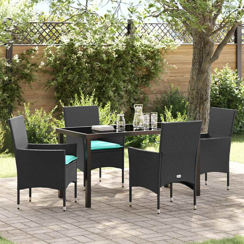 vidaXL Tisch- und Stuhlset 5 pcs Schwarz PE-Rattan