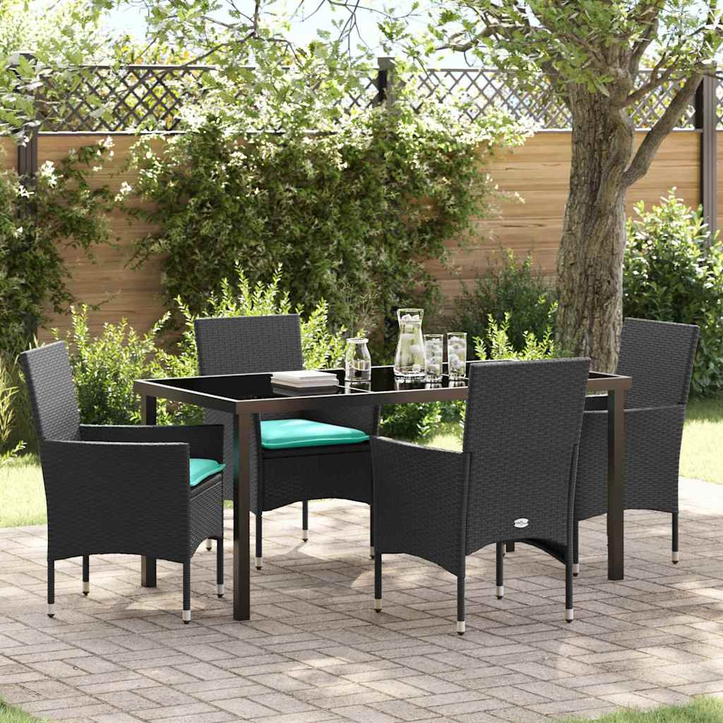 vidaXL Tisch- und Stuhlset 5 pcs Schwarz PE-Rattan