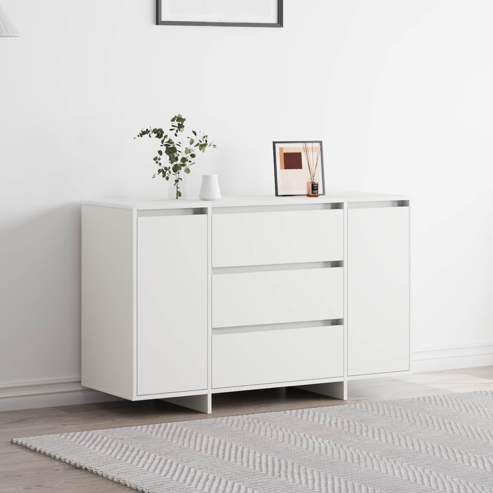 vidaXL Sideboard mit Schubladen Weiß 120 x 41 x 75 cm Holzwerkstoff