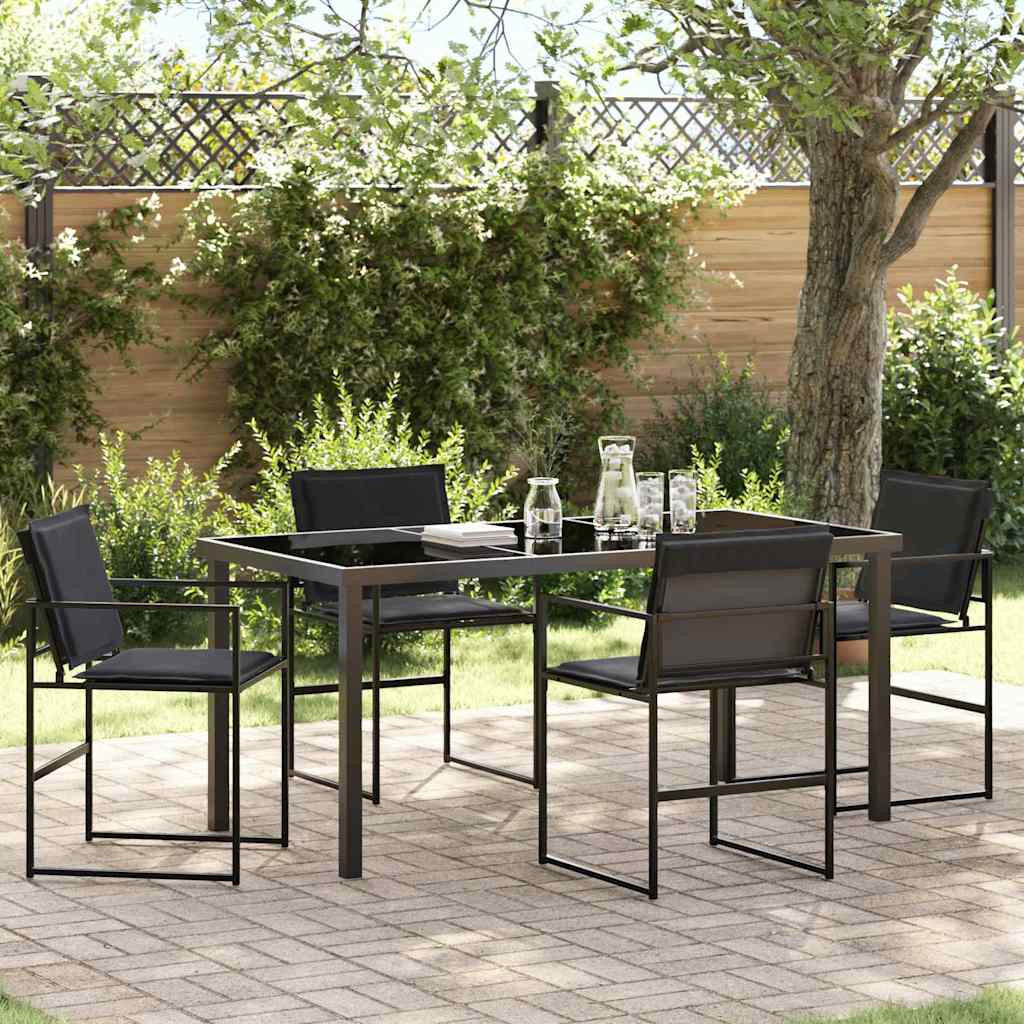 vidaXL Garten Essgruppe 5 pcs Schwarz 160 x 80 x 73 cm