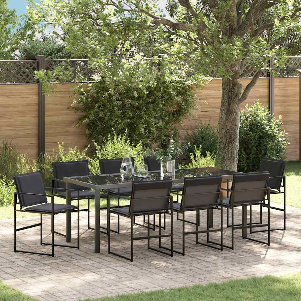 vidaXL Garten Essgruppe 9 pcs Schwarz 200 x 80 x 73 cm
