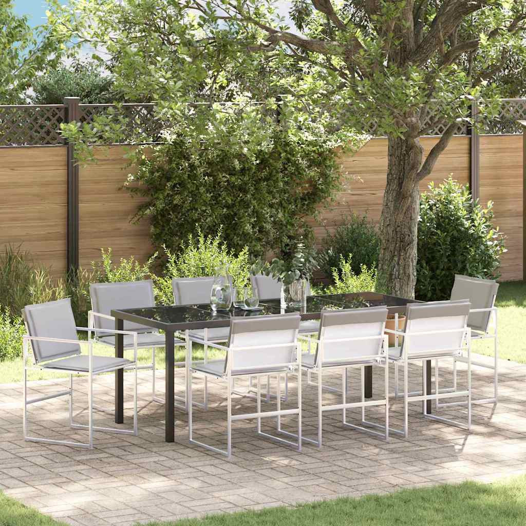 vidaXL Garten Essgruppe 9 pcs Weiß 200 x 80 x 73 cm