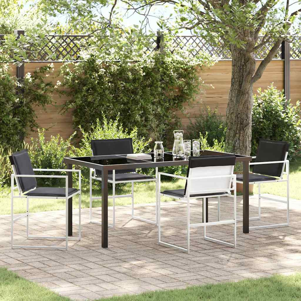 vidaXL Garten Essgruppe 5 pcs Weiß Textilene und Stahl