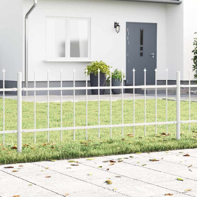 vidaXL Gartenzaun 9 pcs Weiß 15,3 x 0,6 m Pulverbeschichteter Stahl