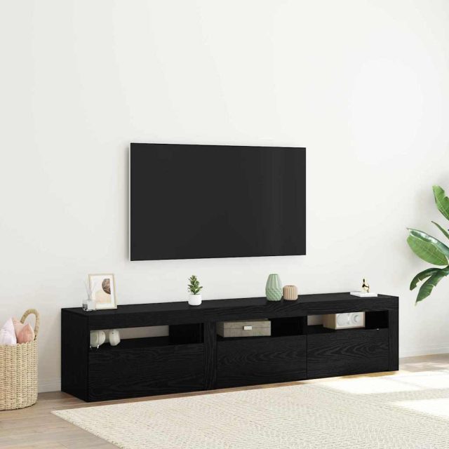 vidaXL TV-Schränk 2 pcs Schwarz Eichen-Optik 180 x 35 x 40 cm