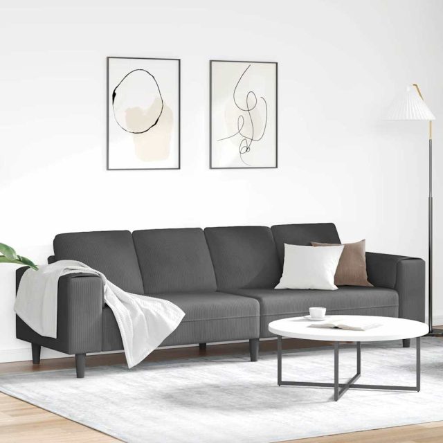 vidaXL Sofa Dunkelgrau 250 x 77 x 76 cm Cordstoff