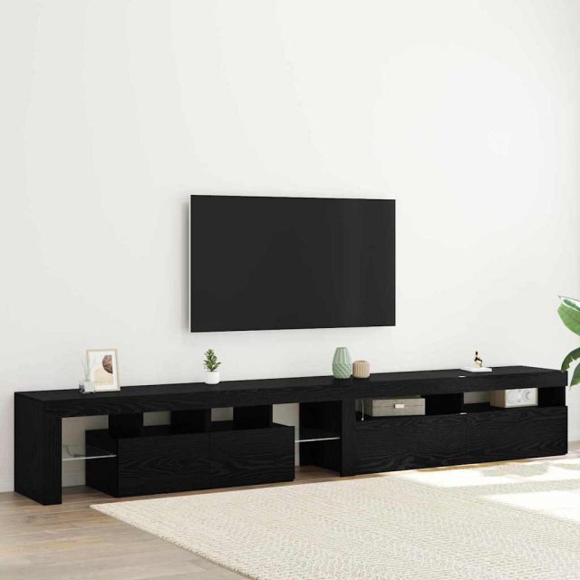 vidaXL TV-Schränk mit LED 2 pcs Schwarz Eichen-Optik 260 x 37 x 40 cm