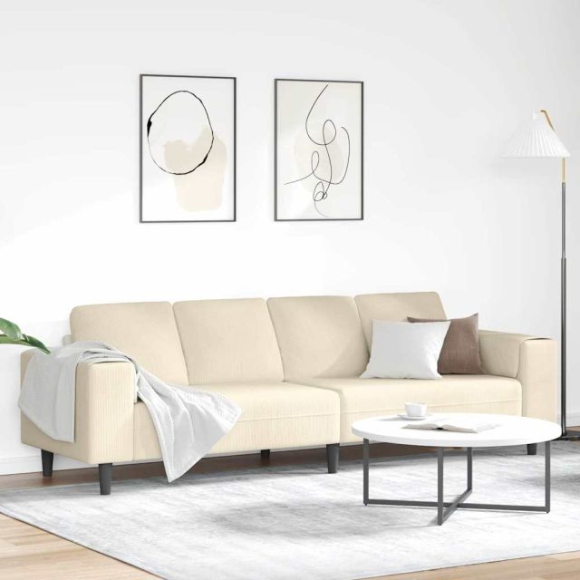 vidaXL Sofa Creme 250 x 77 x 76 cm Cordstoff