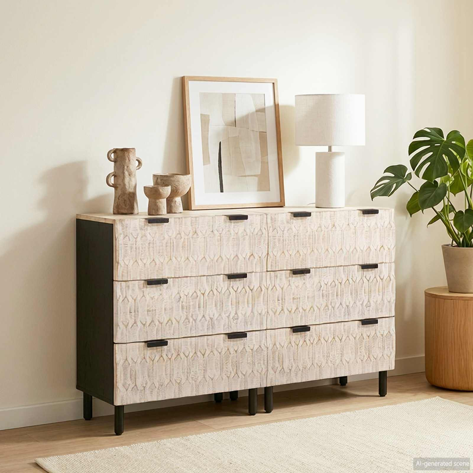 vidaXL Sideboard 2 pcs Weiße gewaschene Oberfläche 60 x 33 x 75 cm