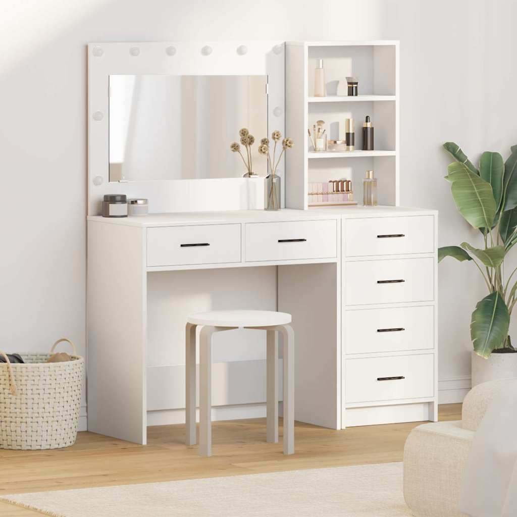 vidaXL Schminktisch mit Regal Weiß 78,5 x 41 x 135 cm Holzwerkstoff