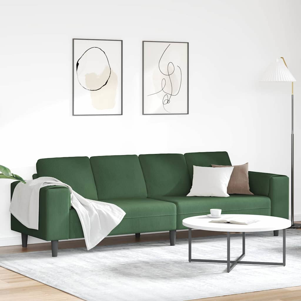 vidaXL Sofa Dunkelgrün 250 x 77 x 76 cm Cordstoff