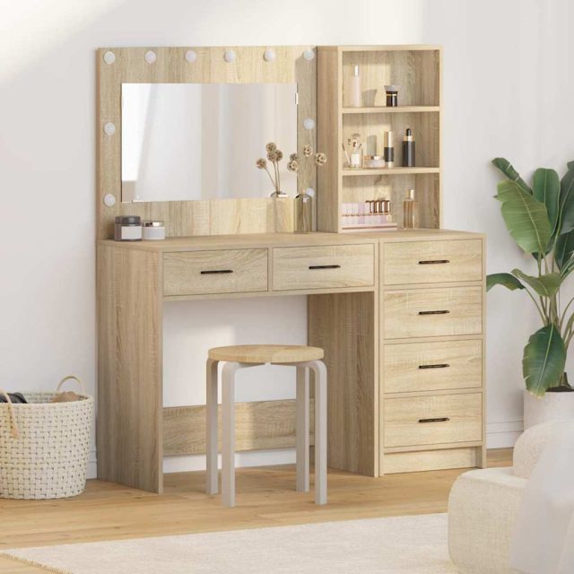 vidaXL Schminktisch mit Regal Braun 78,5 x 41 x 135 cm Holzwerkstoff