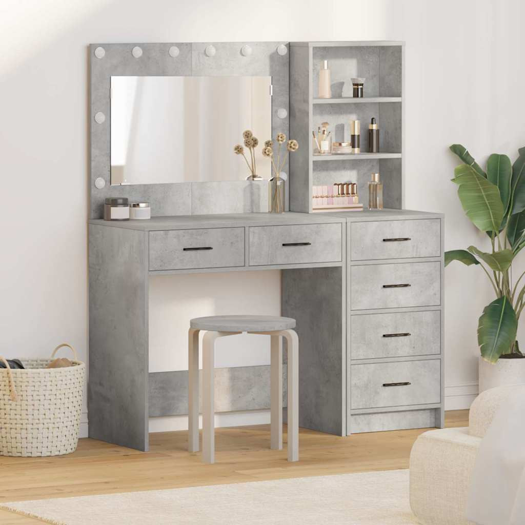 vidaXL Schminktisch mit Regal Grau 78,5 x 41 x 135 cm Holzwerkstoff