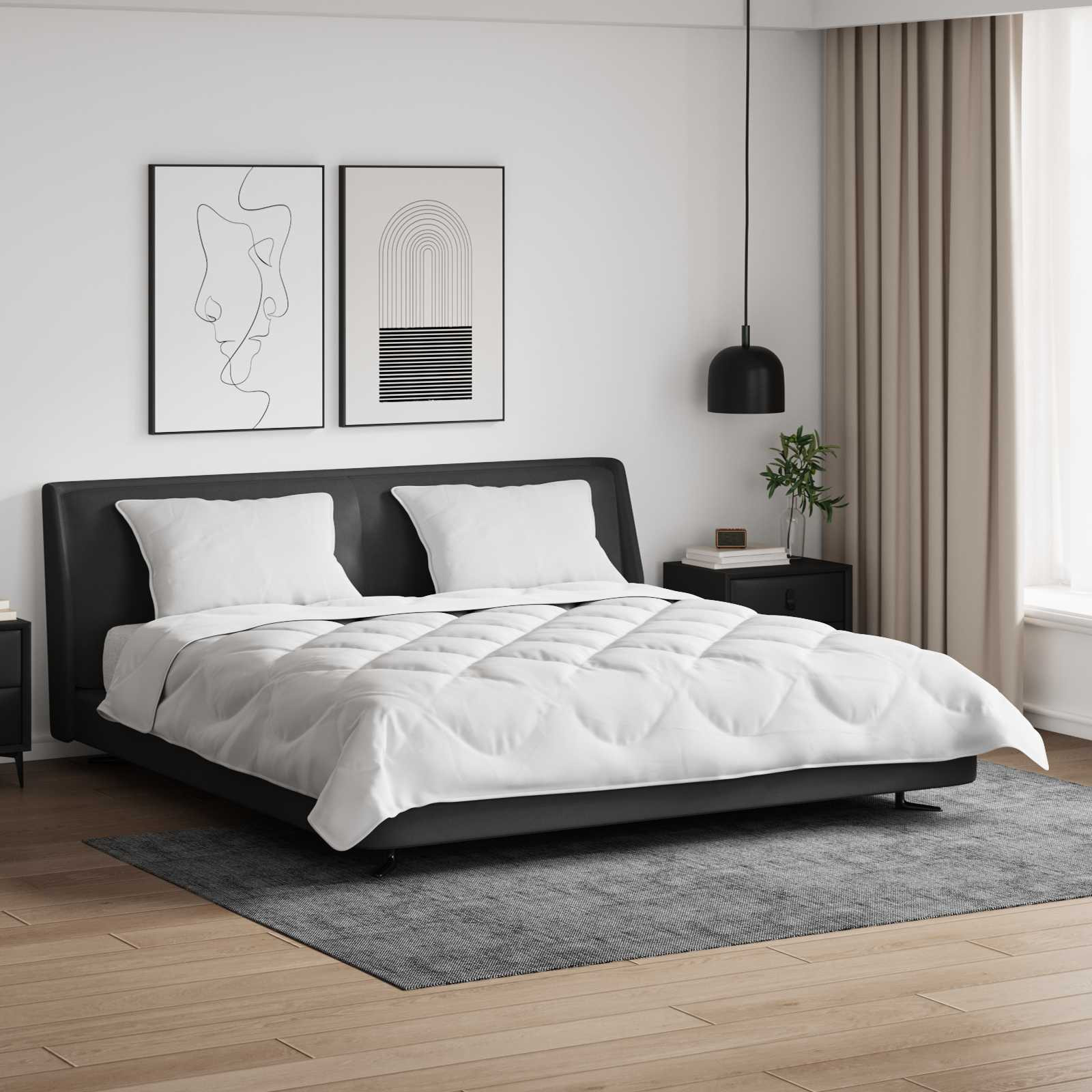 vidaXL Bettdecke mit Kissen 3 pcs Weiß Mikrofaser