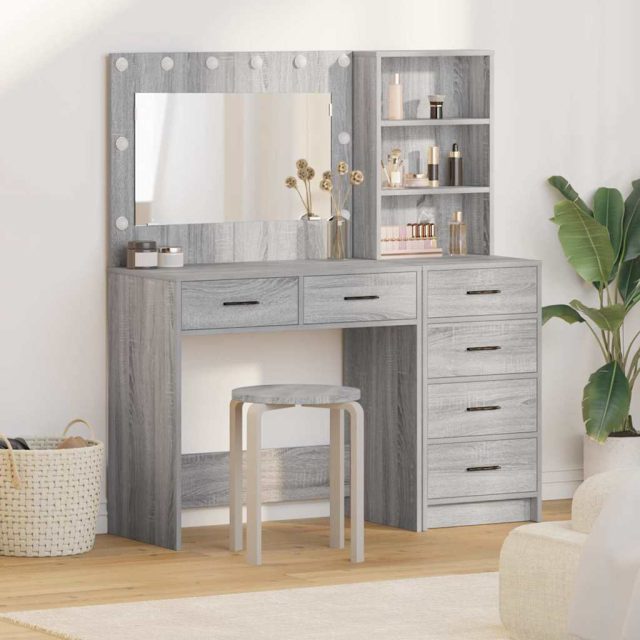vidaXL Schminktisch Hellgrau 78,5 x 41 x 135 cm Holzwerkstoff