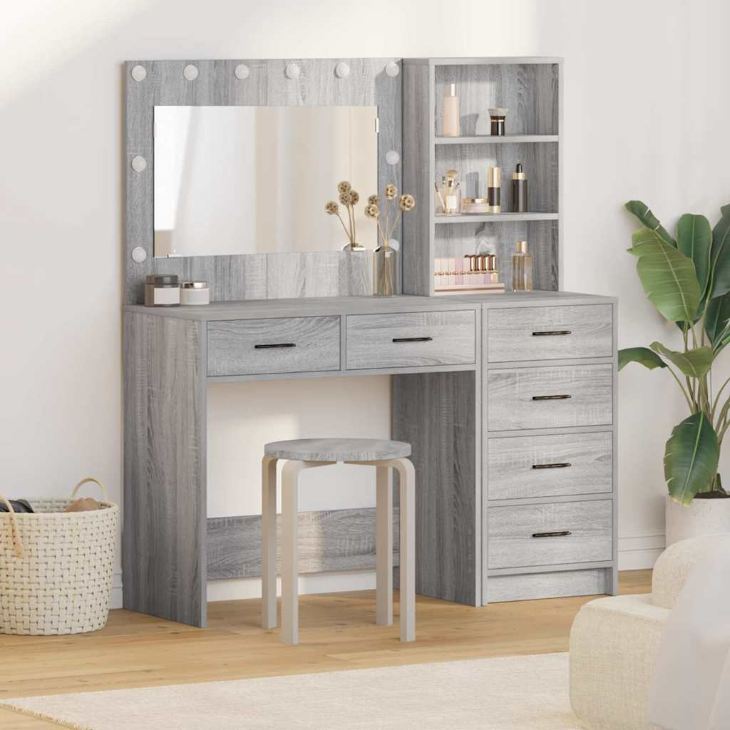 vidaXL Schminktisch Hellgrau 78,5 x 41 x 135 cm Holzwerkstoff