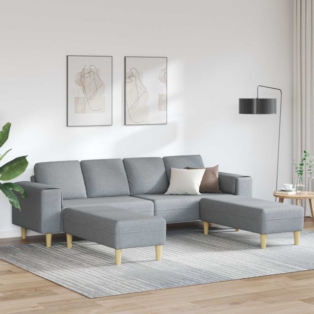 vidaXL Wohnzimmer Couch 3 pcs Hellgrau Polyester