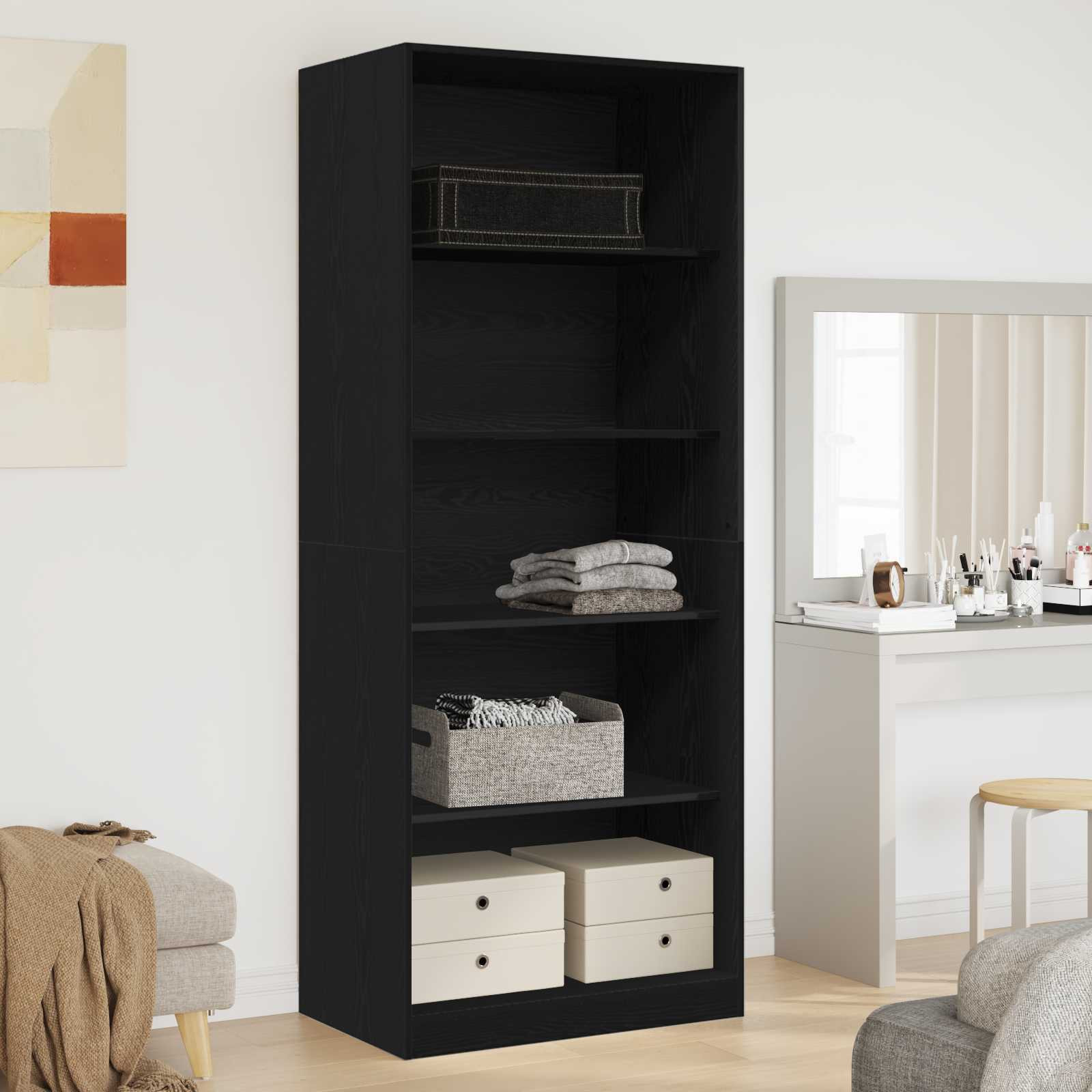 vidaXL Kleiderschrank mit Regal Schwarz Eichen-Optik 80 x 50 x 200 cm