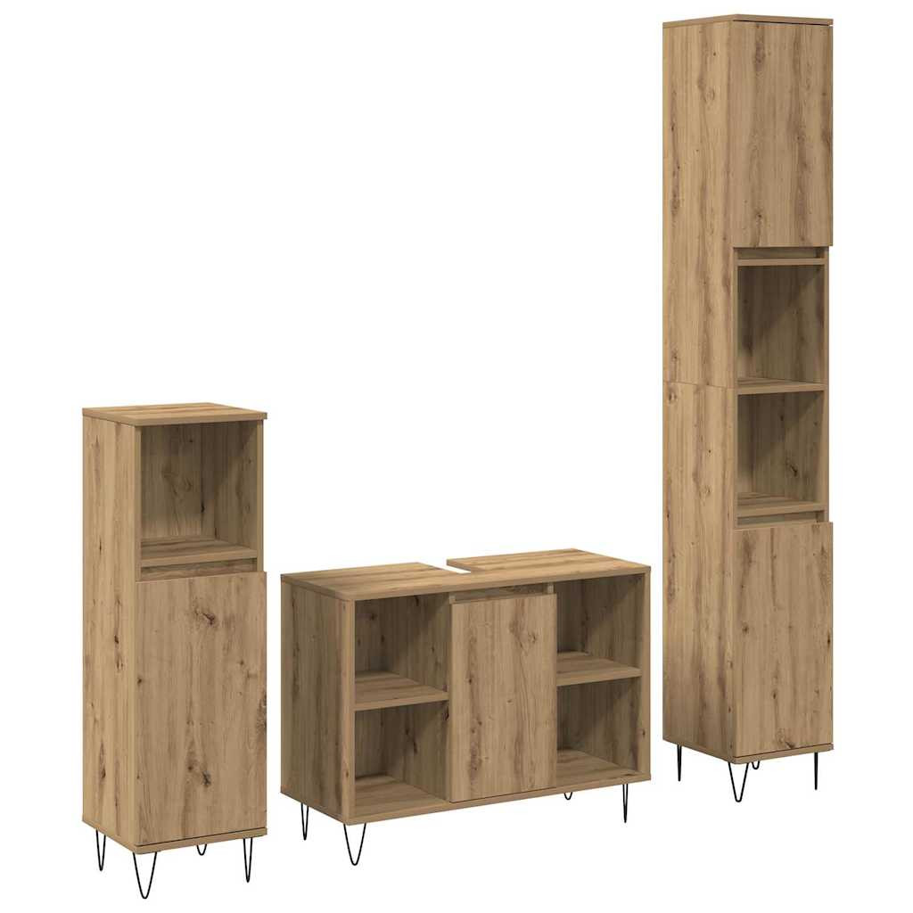 vidaXL Badezimmermöbel-Set 3 Stk. Artisan-Eiche 30 x 30 x 180 cm