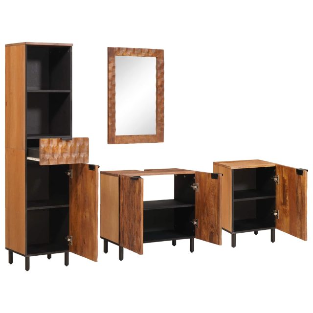 vidaXL Badezimmer Sets 4 pcs Akazie Braun Winish Massivholz Mango