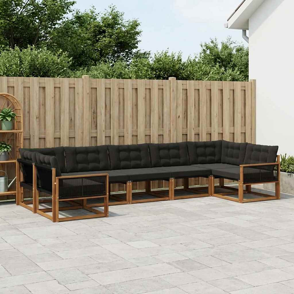vidaXL Outdoor-Sofagarnitur mit Kissen 7 pcs Natürlich und Schwarz