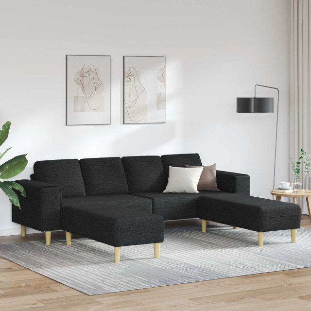 vidaXL Wohnzimmer Couch 3 pcs Schwarz Polyester