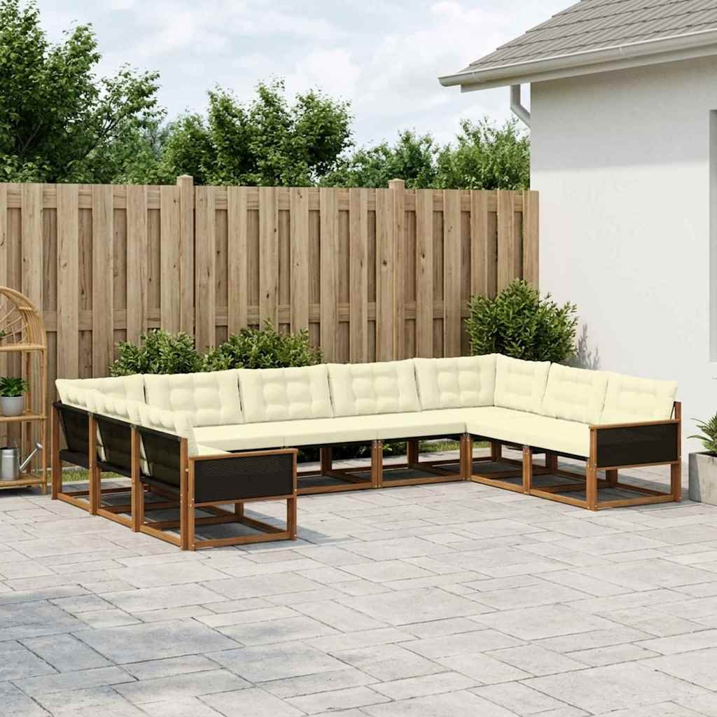 vidaXL Outdoor-Sofagarnitur mit Kissen 9 pcs Natur und Creme