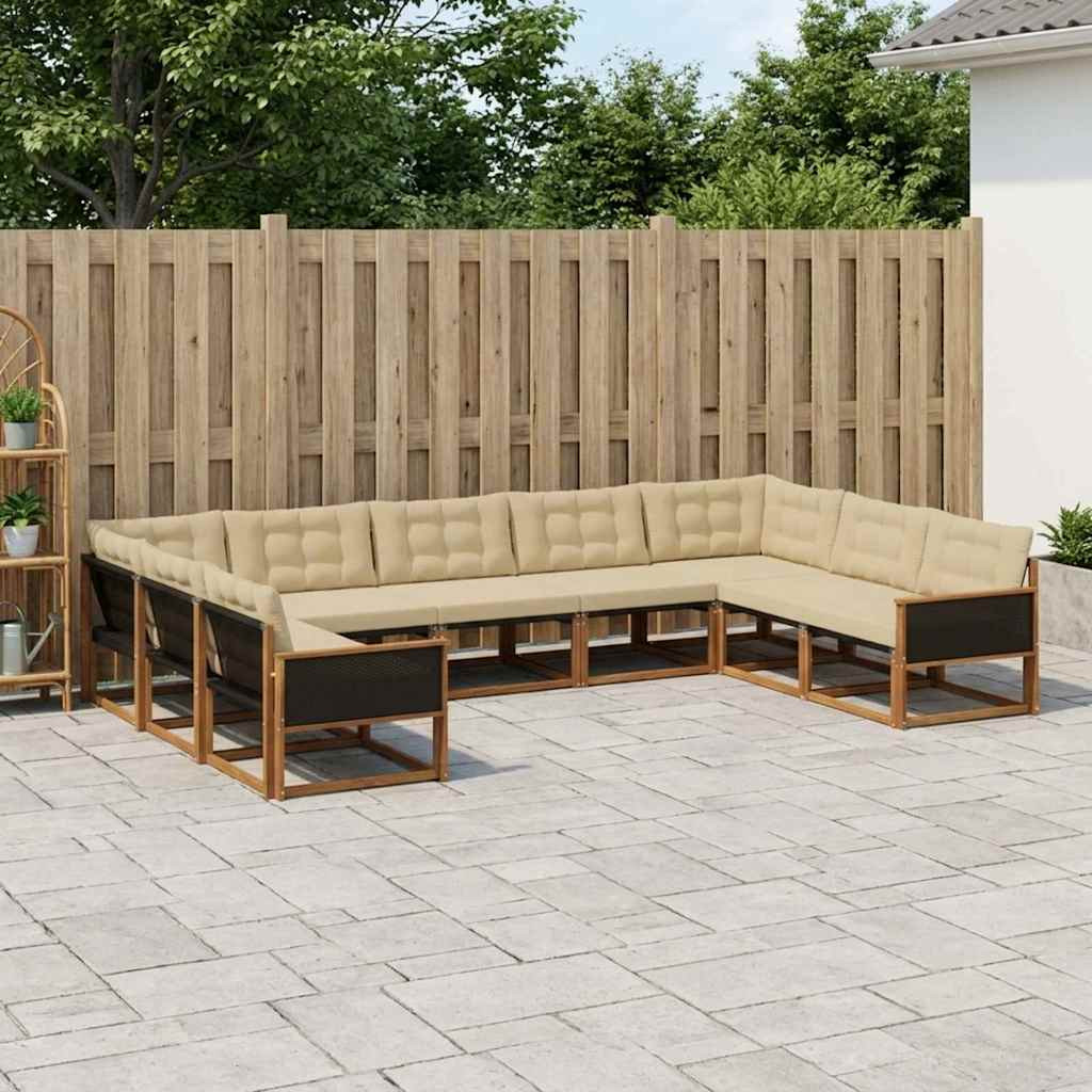 vidaXL Outdoor-Sofagarnitur mit Kissen 9 pcs Natur und Beige
