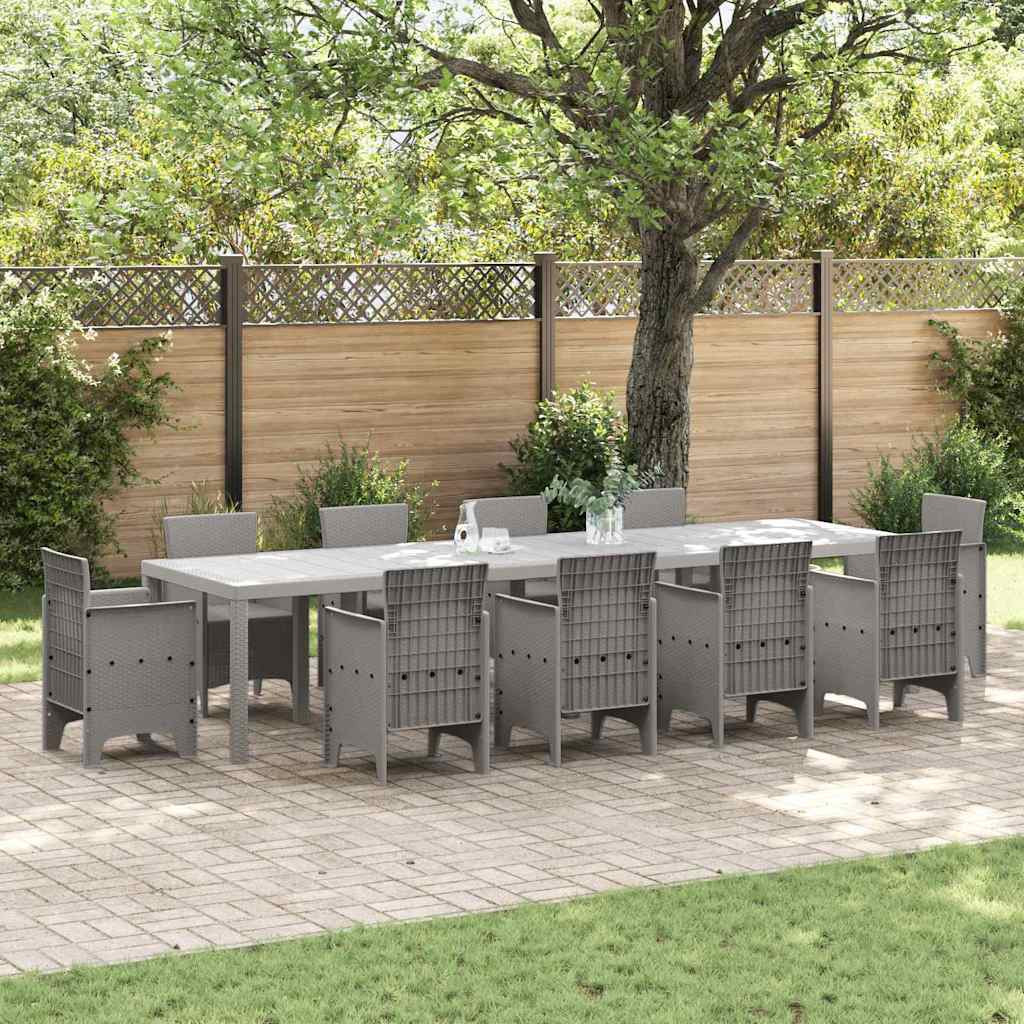 vidaXL Gartentisch Hellgrau 350 x 100 x 74 cm Poly-Rattan