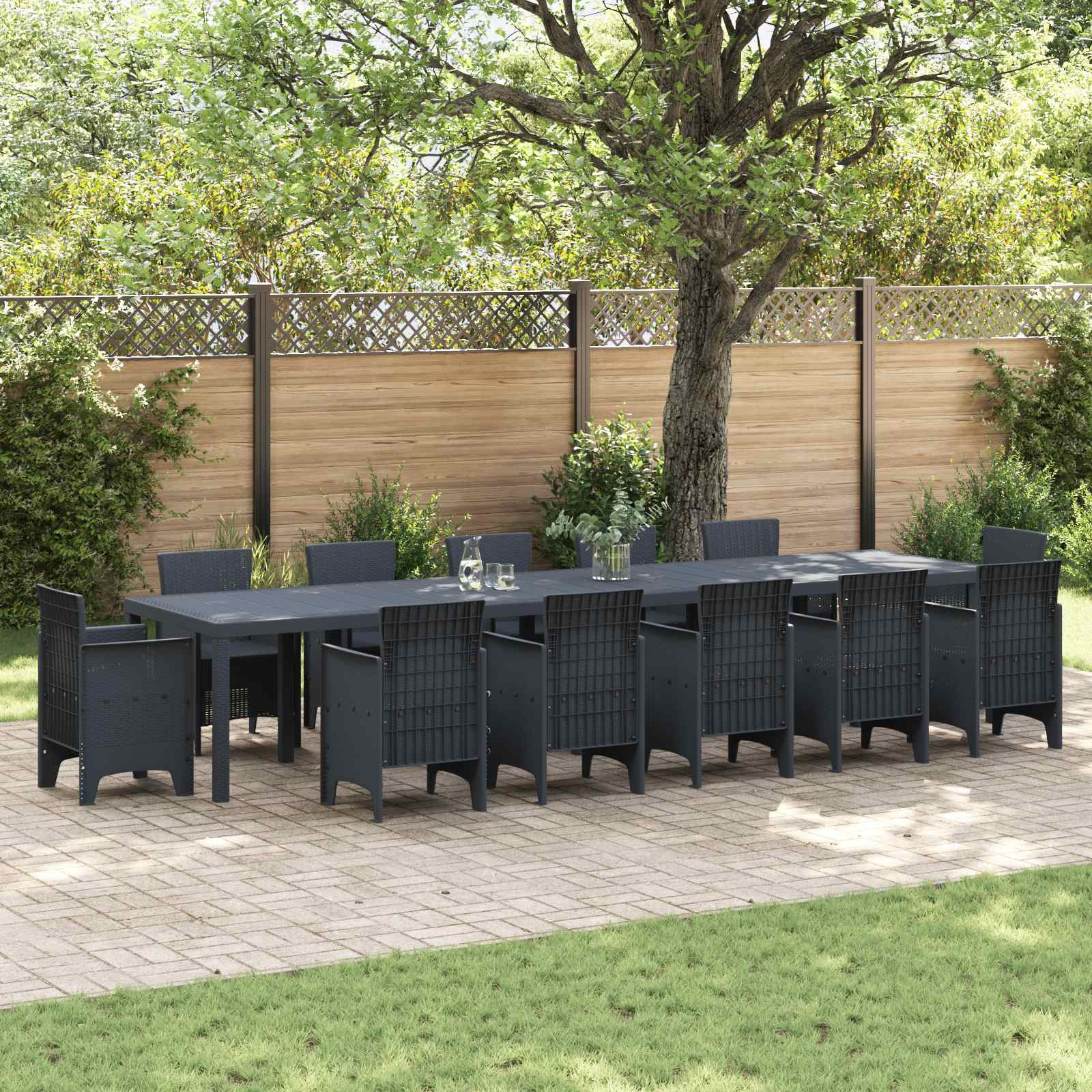 vidaXL Gartentisch Anthrazit 400 x 100 x 73 cm Poly-Rattan