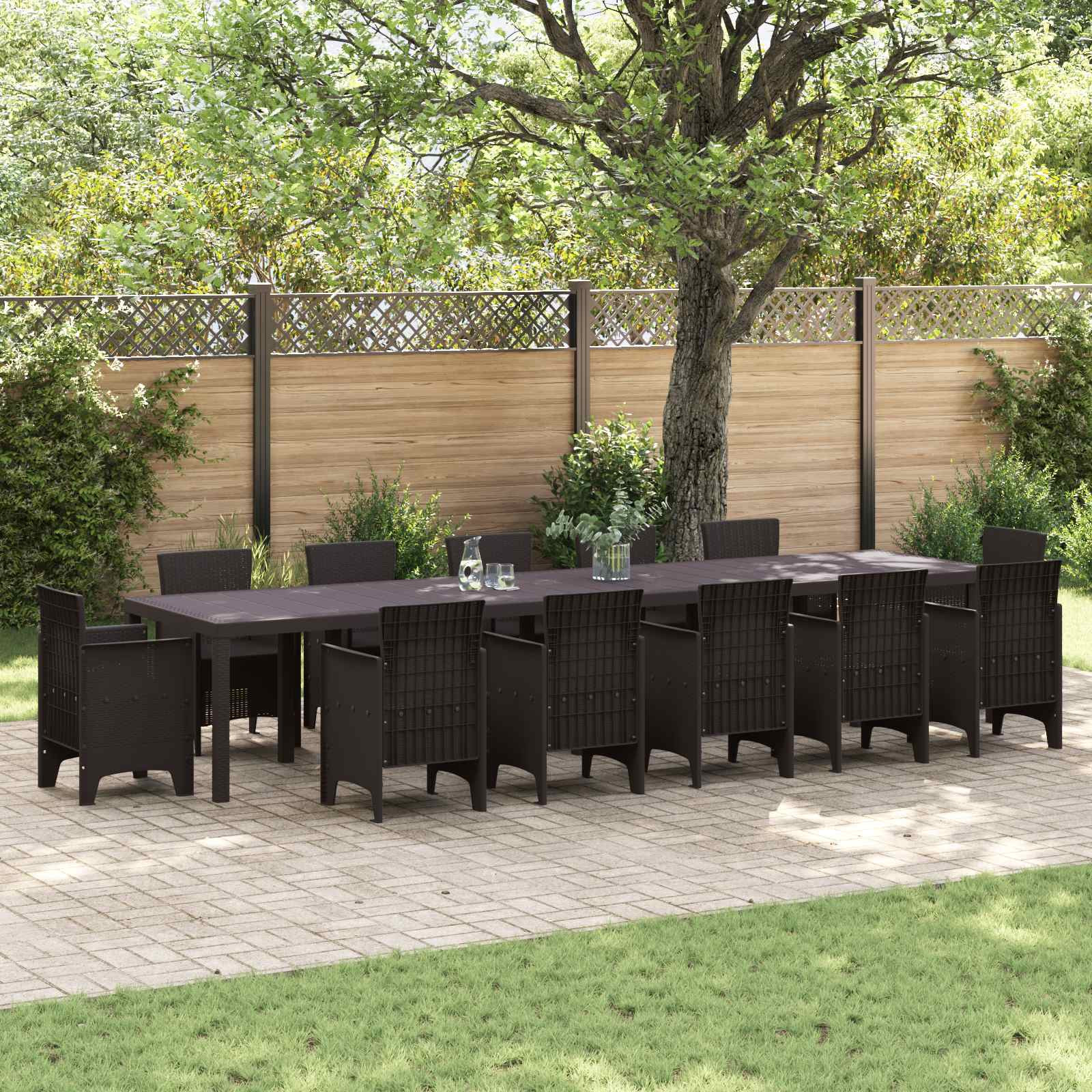 vidaXL Gartentisch Braun 400 x 100 x 73 cm Poly-Rattan