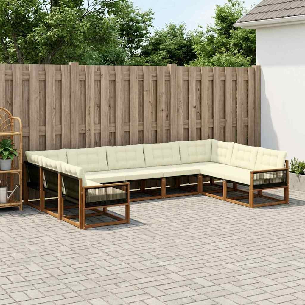 vidaXL Outdoor-Sofagarnitur mit Kissen 9 pcs Natur und Creme