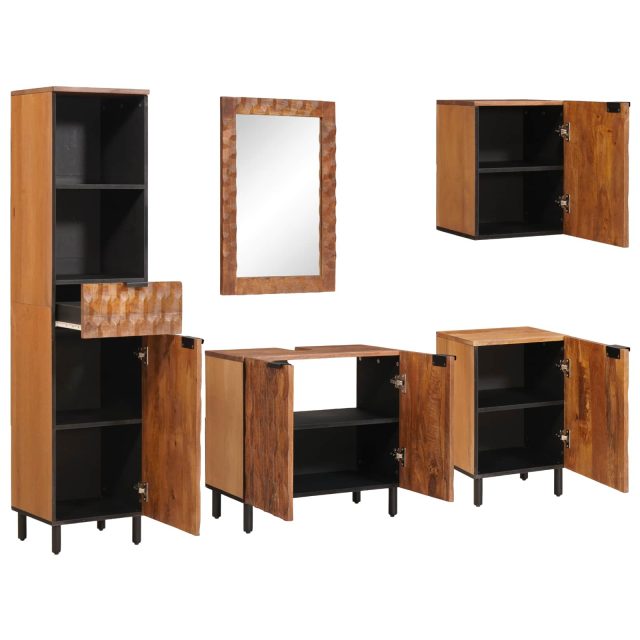 vidaXL Badezimmer Sets 5 pcs Akazie Braun Winish Massivholz Mango